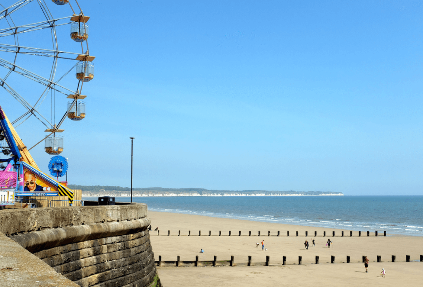 Bridlington beachfront and ferris wheel