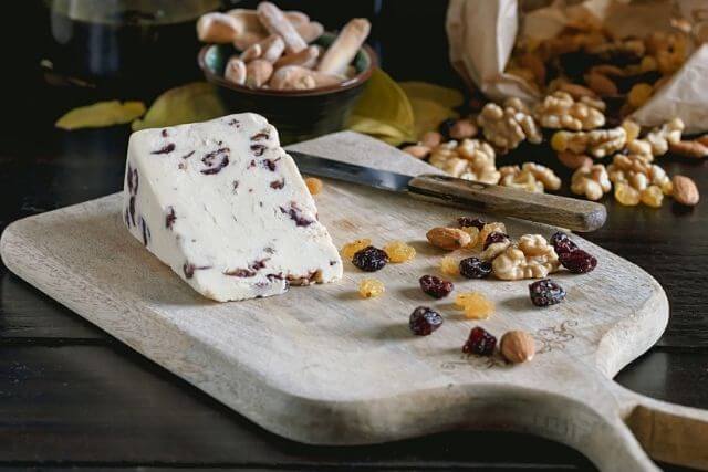 Wensleydale cheese on a platter