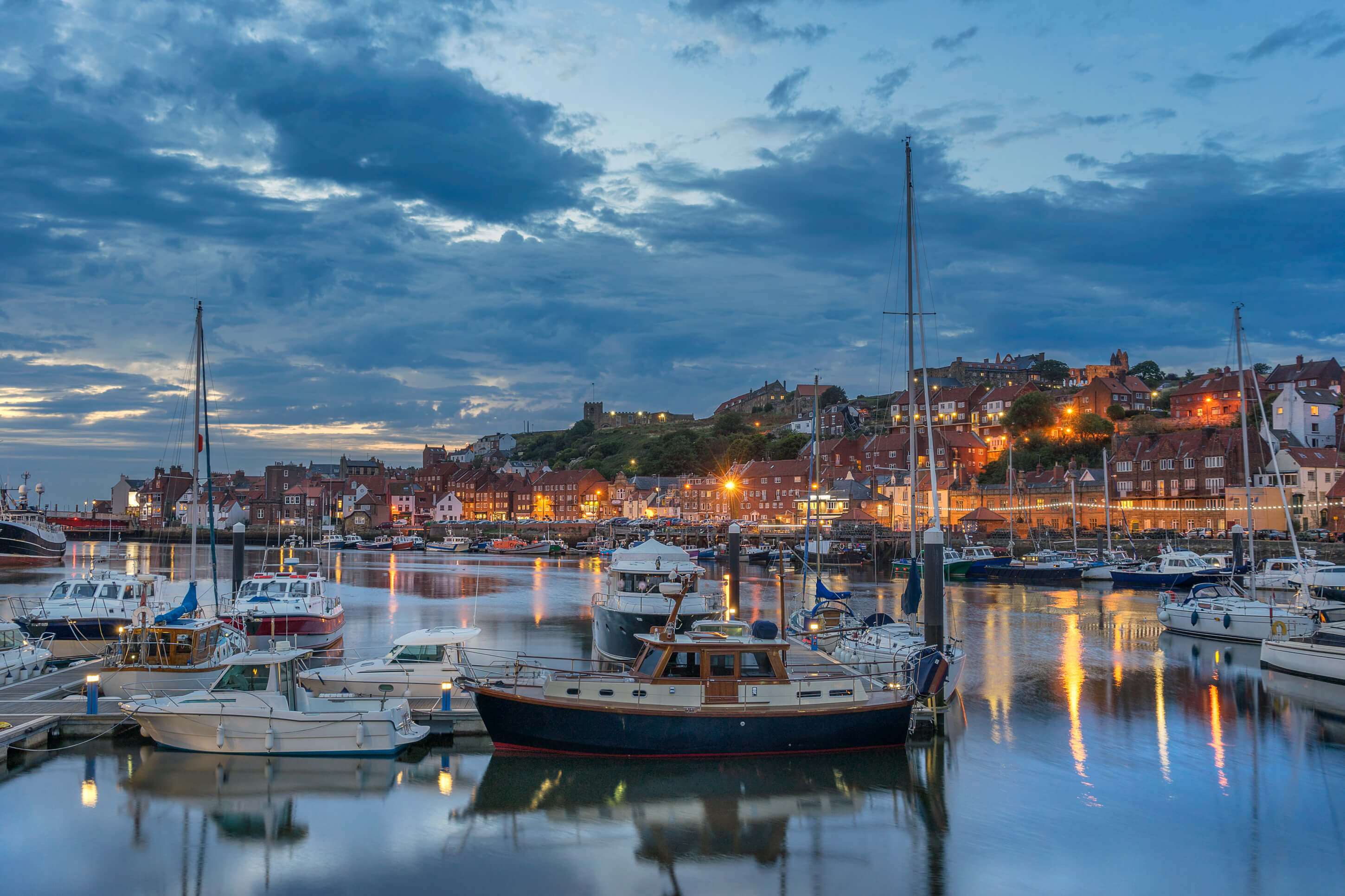 Whitby a sunset with boats