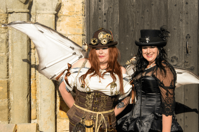 Two ladies dressed up for Whitby Goth Weekend