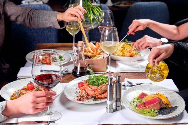 People eating seafood at a restaurant in Bridlington