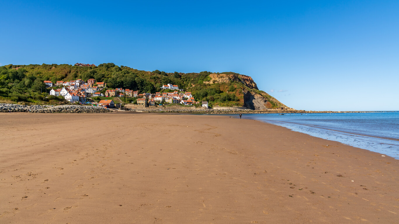 The golden sands of Runswick Bay Beach