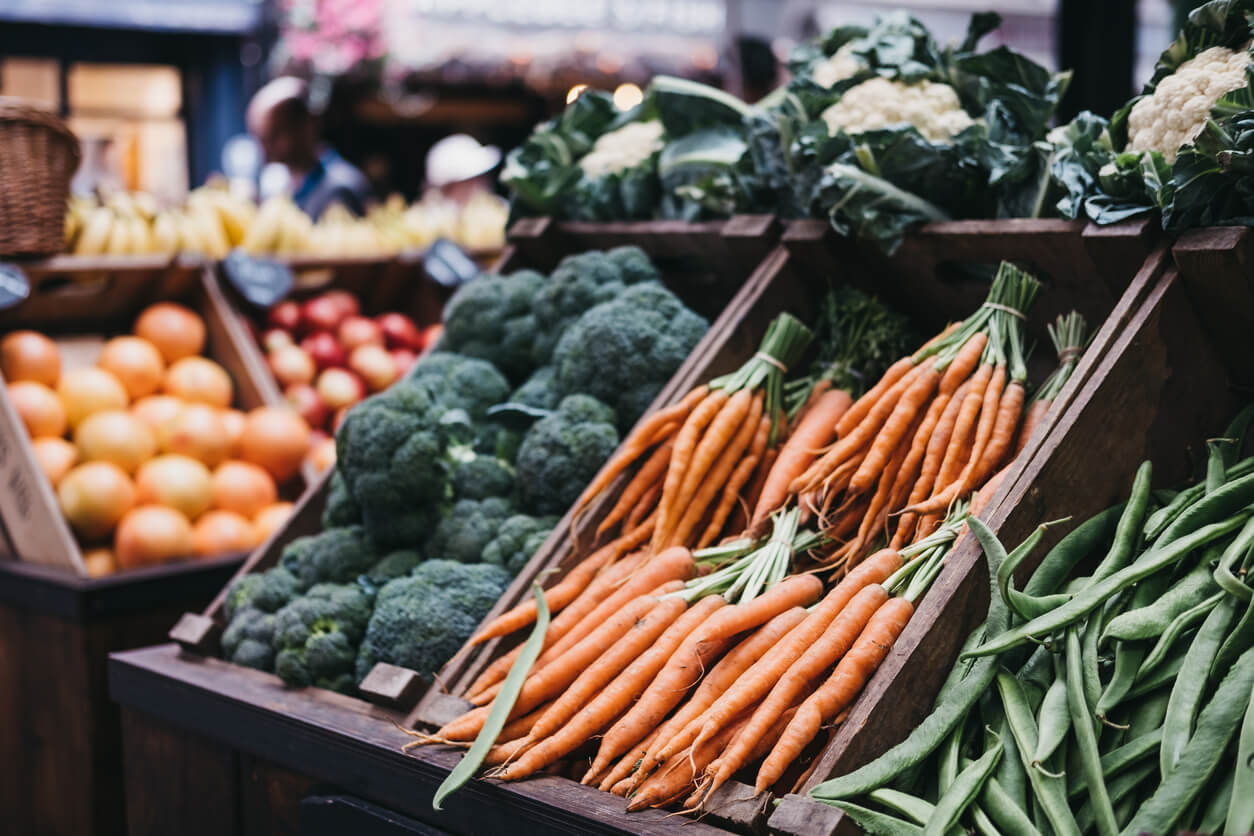 Vegetables being sold at a Yorkshire Market