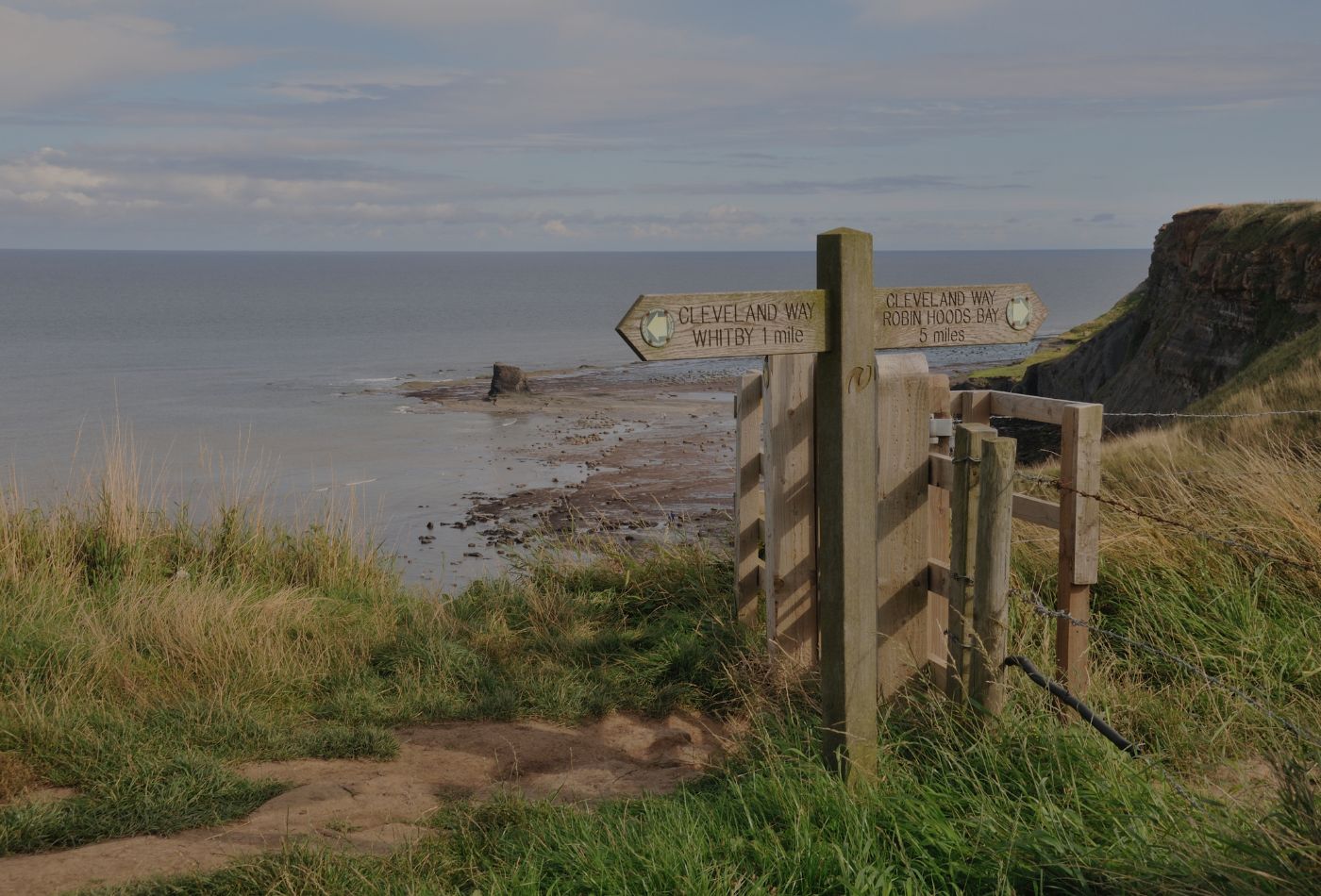 The Cleveland Way with signs along the route.