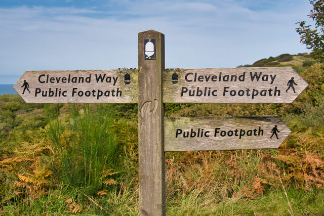 Cleveland Way Public Footpath Signpost
