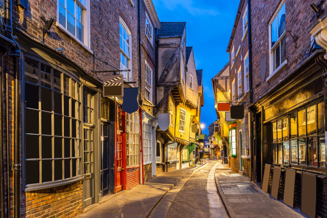 A view down York Shambles at night