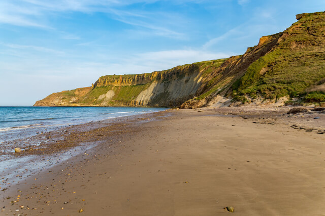 Cayton Bay and the cliffs beyond