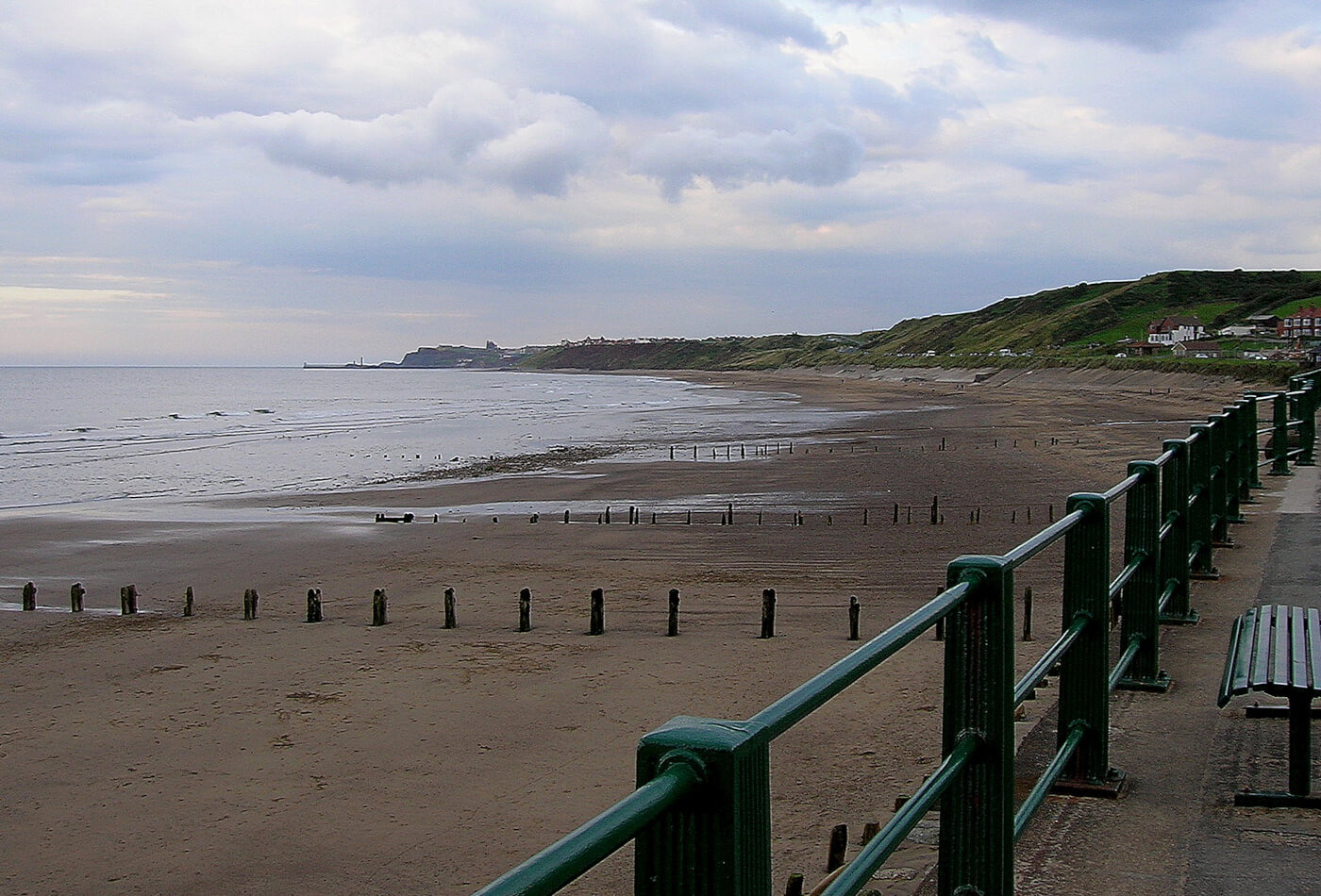 A view across Sandsend Beach from the Promenade behind