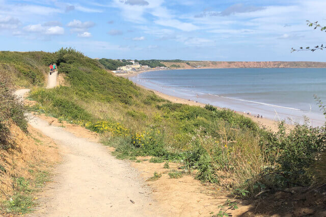 Looking north from the coastal path towards Filey across Filey Bay