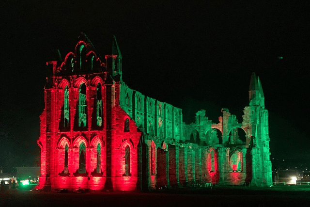 Whitby Abbey illuminated. Image credit Fiona Shackleton